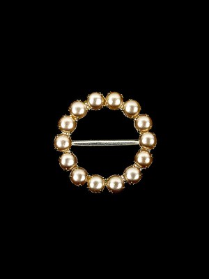 Vintage Czech Pearl and Silver Metal Slider – 1.875″ x 1.875″ Vintage Czech Pearl and Silver Metal Slider – 1.875″ x 1.875″