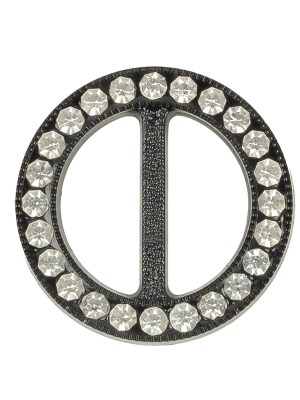 Vintage Crystal Rhinestones and Black Circular Plastic Slider – 1.5″ Vintage Crystal Rhinestones and Black Circular Plastic Slider – 1.5″