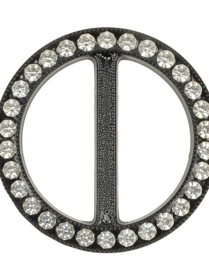 Vintage Crystal Rhinestones and Black Circular Plastic Slider – 2″ Vintage Crystal Rhinestones and Black Circular Plastic Slider – 2″