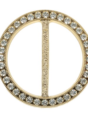 Vintage Crystal Rhinestones and Gold Circular Plastic Slider – 2.625″ Vintage Crystal Rhinestones and Gold Circular Plastic Slider – 2.625″