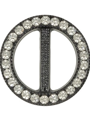 Vintage Crystal Rhinestones and Black Circular Plastic Slider – 1.125″ Vintage Crystal Rhinestones and Black Circular Plastic Slider – 1.125″