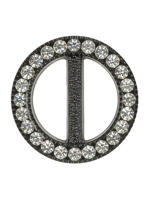 Vintage Crystal Rhinestones and Black Circular Plastic Slider – 1″ Vintage Crystal Rhinestones and Black Circular Plastic Slider – 1″