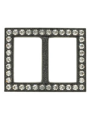 Vintage Crystal Rhinestones and Black Rectangular Plastic Slider – 1.375″ x 1.75″ Vintage Crystal Rhinestones and Black Rectangular Plastic Slider – 1.375″ x 1.75″