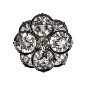 Vintage Famous NYC Designer Crystal and Black Floral Button with Rhinestone Core – 44L/28mm Vintage Famous NYC Designer Crystal and Black Floral Button with Rhinestone Core – 44L/28mm