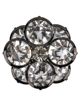 Vintage Famous NYC Designer Crystal and Black Floral Button with Rhinestone Core – 44L/28mm Vintage Famous NYC Designer Crystal and Black Floral Button with Rhinestone Core – 44L/28mm