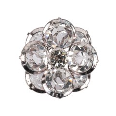 Vintage Famous NYC Designer Crystal and Silver Floral Button with Rhinestone Core – 44L/28mm Vintage Famous NYC Designer Crystal and Silver Floral Button with Rhinestone Core – 44L/28mm