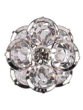 Vintage Famous NYC Designer Crystal and Silver Floral Button with Rhinestone Core – 44L/28mm Vintage Famous NYC Designer Crystal and Silver Floral Button with Rhinestone Core – 44L/28mm