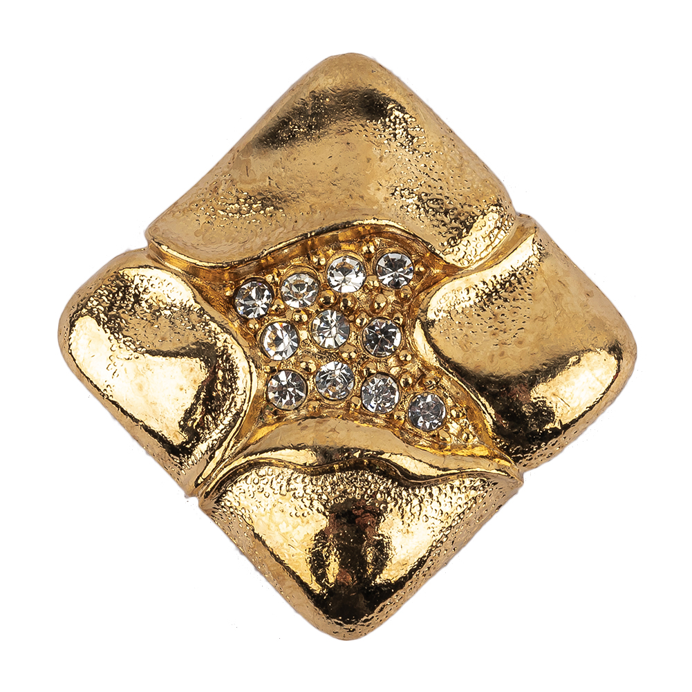 Vintage Swarovski Clustered Crystal Rhinestones and Gold Metal Square Shank Back Button – 58L/37mm Vintage Swarovski Clustered Crystal Rhinestones and Gold Metal Square Shank Back Button – 58L/37mm