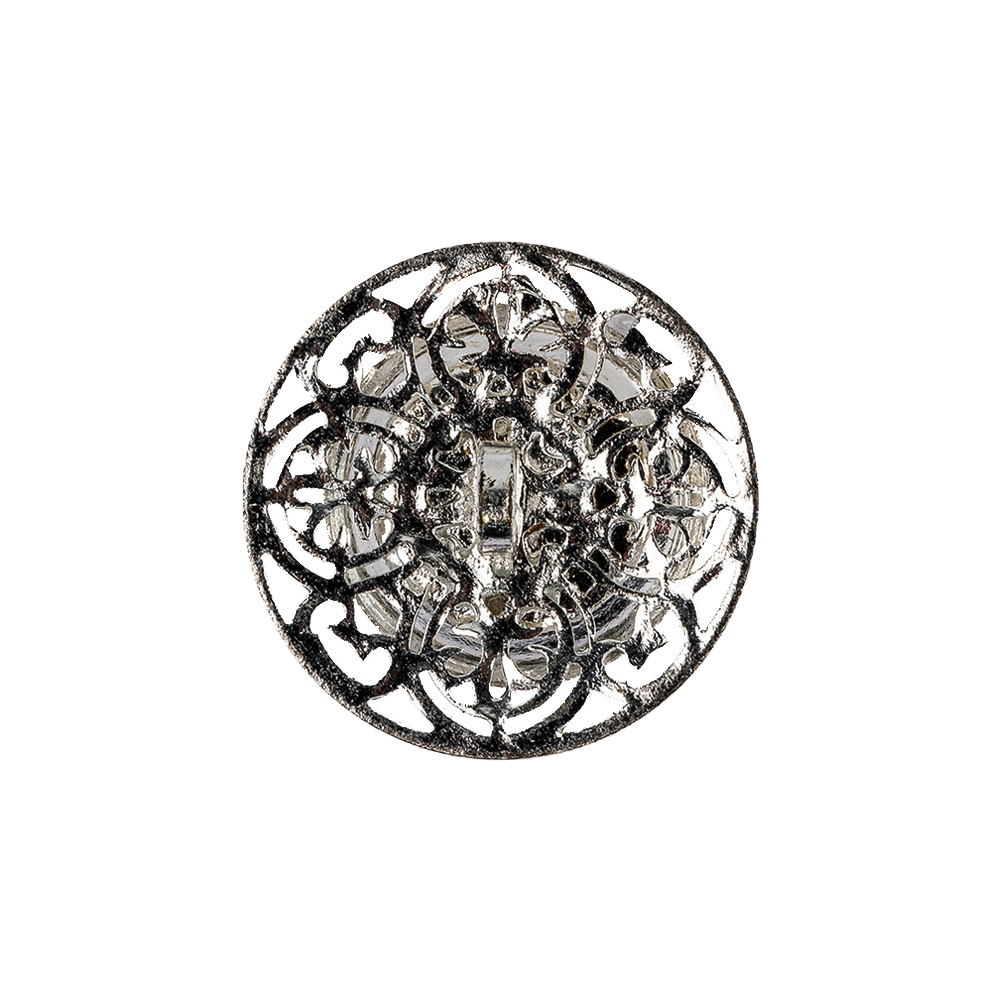 Vintage Swarovski Pearl and Silver Metal Open Framework Rhinestone Button – 34L/21.5mm Vintage Swarovski Pearl and Silver Metal Open Framework Rhinestone Button – 34L/21.5mm