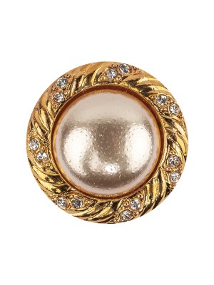 Vintage Swarovski Crystal Rhinestones and Gold Metal Shank Button with Pearl Finished Center – 38L/24mm Vintage Swarovski Crystal Rhinestones and Gold Metal Shank Button with Pearl Finished Center – 38L/24mm
