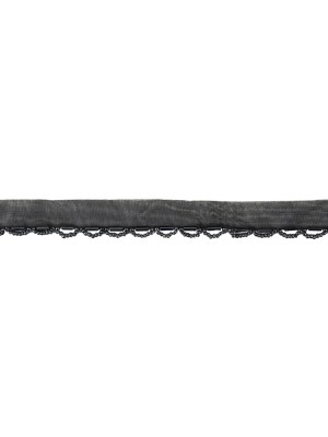 Vintage Black and Gunmetal Seed and Bugle Beaded Scalloped Trim – 0.75″ Vintage Black and Gunmetal Seed and Bugle Beaded Scalloped Trim – 0.75″