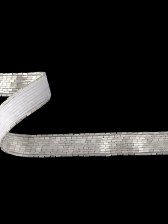Vintage Fancy 10 Row White Satin Bugle Beaded Trimming – 0.875″ Vintage Fancy 10 Row White Satin Bugle Beaded Trimming – 0.875″