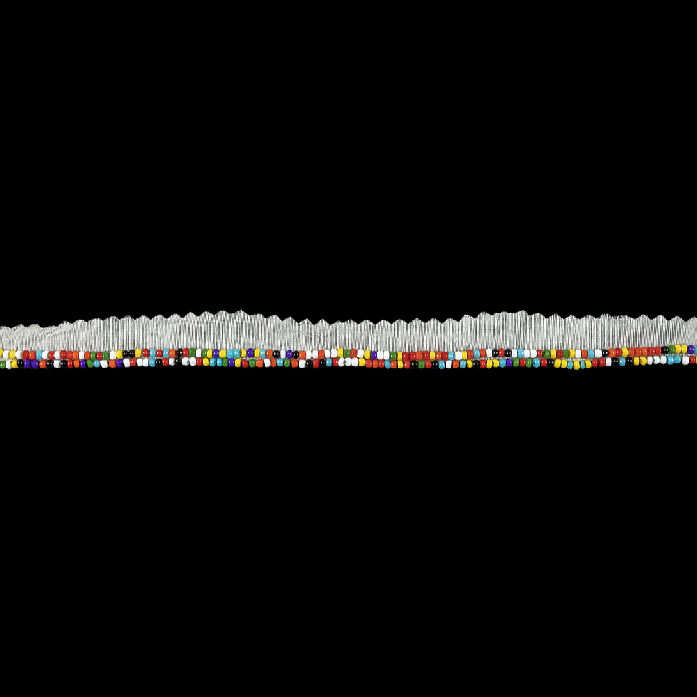 Vintage Rainbow 2 Row Seed Beads on White Trimming – 0.5″ Vintage Rainbow 2 Row Seed Beads on White Trimming – 0.5″