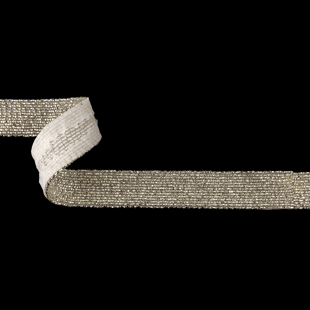 Vintage Fancy 14 Row Silver-lined Bugle Beaded Trimming – 1″ Vintage Fancy 14 Row Silver-lined Bugle Beaded Trimming – 1″