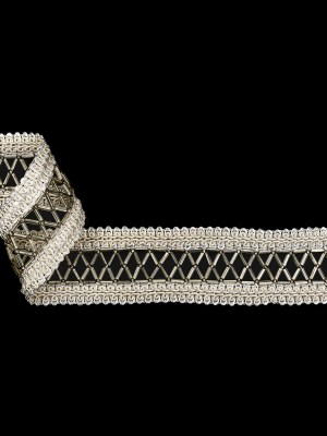 Vintage Off-White Cotton Blend Gimp Braided Trim with Beaded Center – 1.5″ Vintage Off-White Cotton Blend Gimp Braided Trim with Beaded Center – 1.5″