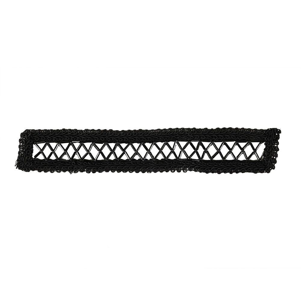 Vintage Black Rectangular Beaded Latticework and Gimp Braid Applique – 7.875″ x 1.375″ Vintage Black Rectangular Beaded Latticework and Gimp Braid Applique – 7.875″ x 1.375″