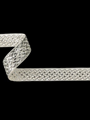 Vintage White and Silver Lurex and Rayon Blend Beaded Ribbon – 1″ Vintage White and Silver Lurex and Rayon Blend Beaded Ribbon – 1″