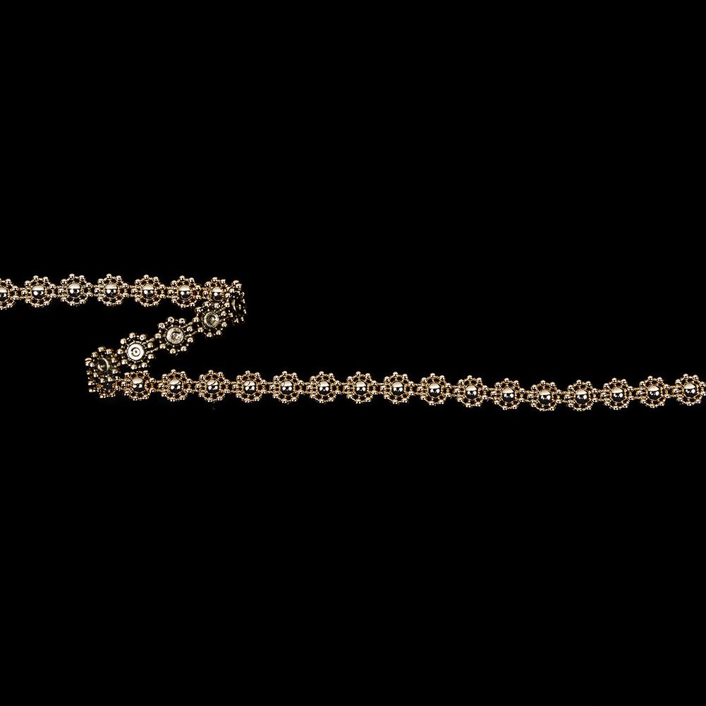 Vintage White Gold Floral Beaded Trimming – 0.375″ Vintage White Gold Floral Beaded Trimming – 0.375″