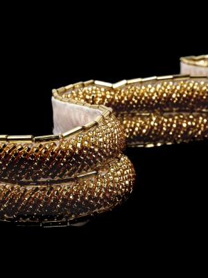 Vintage Fancy Gold Coast and Fort Knox Bugle Beaded Trim – 1″ Vintage Fancy Gold Coast and Fort Knox Bugle Beaded Trim – 1″
