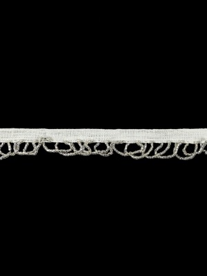 Vintage Silver Lined Seed Beaded Looped Fringe on Cotton Tape – 0.875″ Vintage Silver Lined Seed Beaded Looped Fringe on Cotton Tape – 0.875″