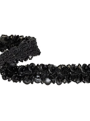 Vintage Black Seashell Sequins and Seed Beaded Braided Trim – 1.5″ Vintage Black Seashell Sequins and Seed Beaded Braided Trim – 1.5″