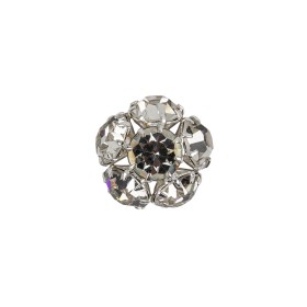 Vintage Swarovski Crystal Rhinestones and Silver Metal Floral Shank Back Button – 25L/16mm Vintage Swarovski Crystal Rhinestones and Silver Metal Floral Shank Back Button – 25L/16mm