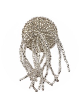 Vintage Silver-lined Beaded Tassel Button – 44L/28mm Vintage Silver-lined Beaded Tassel Button – 44L/28mm