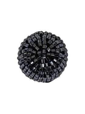 Vintage Gunmetal Seed Beaded Domed Shank Back Button – 32L/20mm Vintage Gunmetal Seed Beaded Domed Shank Back Button – 32L/20mm