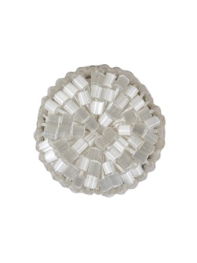 Vintage Satin White Seed Beaded Shank Back Button – 33L/21mm Vintage Satin White Seed Beaded Shank Back Button – 33L/21mm