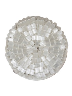 Vintage Satin White Seed Beaded Shank Back Button – 42L/27mm Vintage Satin White Seed Beaded Shank Back Button – 42L/27mm