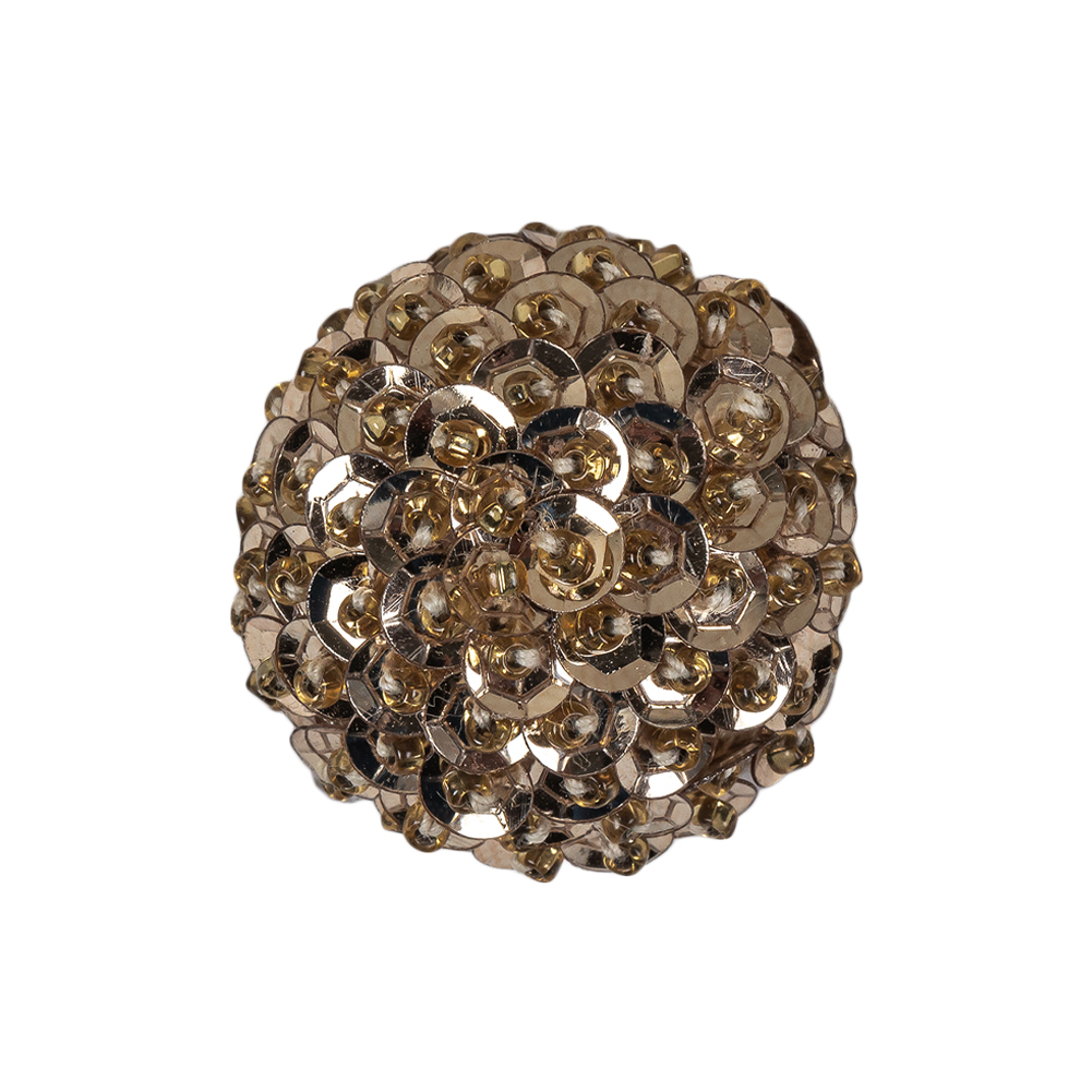 Vintage Gold Domed Sequined and Beaded Shank Back Button – 40L/25.5mm Vintage Gold Domed Sequined and Beaded Shank Back Button – 40L/25.5mm