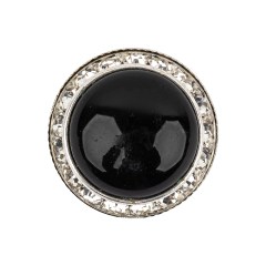 Vintage Swarovski Jet, Crystal Rhinestones and Silver Metal Shank Back Button – 40L/25.5mm Vintage Swarovski Jet, Crystal Rhinestones and Silver Metal Shank Back Button – 40L/25.5mm