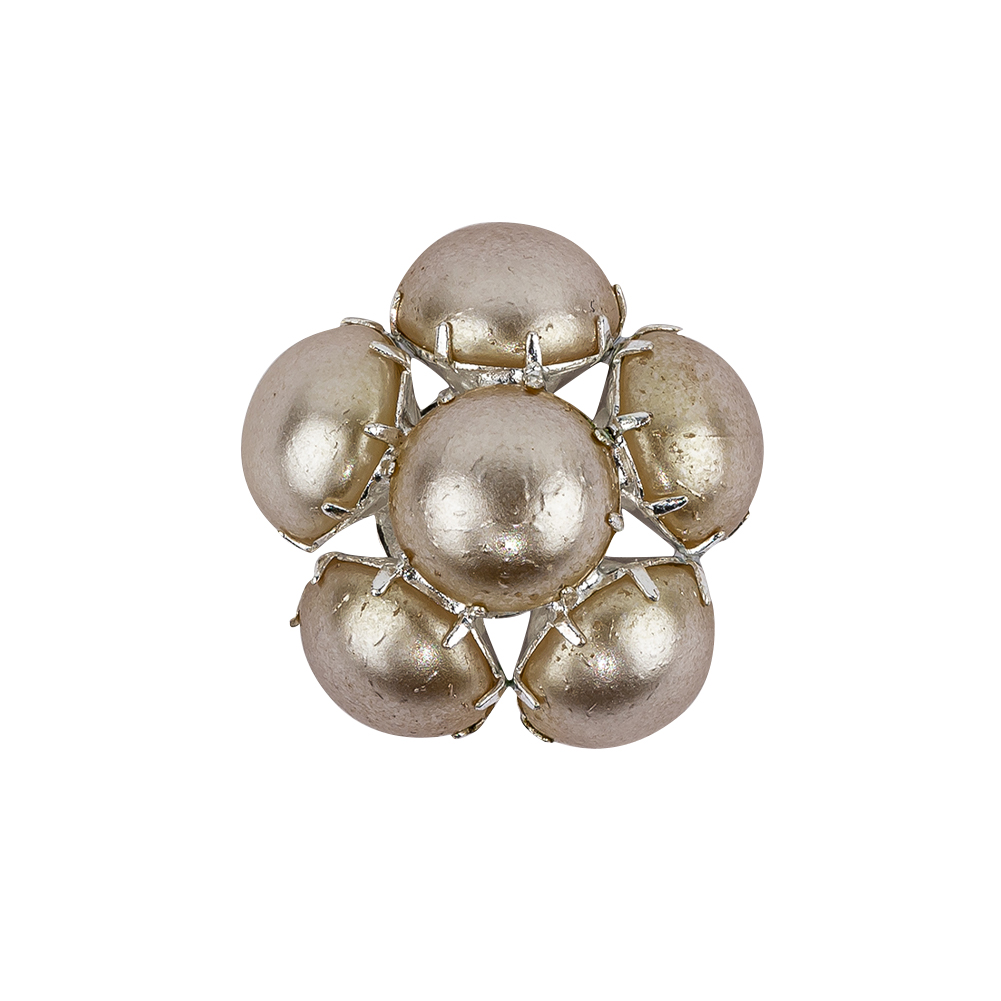 Vintage Swarovski Pearl and Silver Metal Floral Shank Back Button – 38L/24mm Vintage Swarovski Pearl and Silver Metal Floral Shank Back Button – 38L/24mm