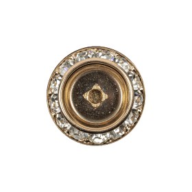 Vintage Crystal Rhinestones and Gold Metal Sawtooth Edge Shank Back Button With No Center – 34L/21.5mm Vintage Crystal Rhinestones and Gold Metal Sawtooth Edge Shank Back Button With No Center – 34L/21.5mm