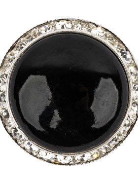 Vintage Swarovski Jet, Crystal Rhinestones and Silver Metal Shank Back Button – 54L/34mm Vintage Swarovski Jet, Crystal Rhinestones and Silver Metal Shank Back Button – 54L/34mm