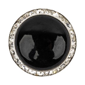 Vintage Swarovski Jet, Crystal Rhinestones and Silver Metal Shank Back Button – 54L/34mm Vintage Swarovski Jet, Crystal Rhinestones and Silver Metal Shank Back Button – 54L/34mm
