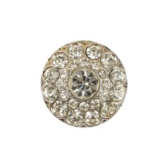 Vintage Crystal Rhinestones and Silver Metal Scalloped Shank Back Button – 34L/21.5mm Vintage Crystal Rhinestones and Silver Metal Scalloped Shank Back Button – 34L/21.5mm