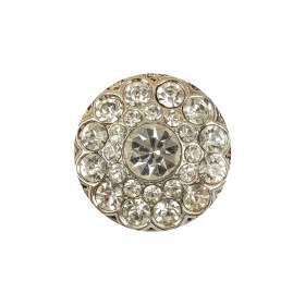 Vintage Crystal Rhinestones and Silver Metal Scalloped Shank Back Button – 34L/21.5mm Vintage Crystal Rhinestones and Silver Metal Scalloped Shank Back Button – 34L/21.5mm