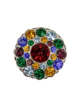 Vintage Multicolored Rhinestones and Silver Metal Scalloped Shank Back Button – 34L/21.5mm Vintage Multicolored Rhinestones and Silver Metal Scalloped Shank Back Button – 34L/21.5mm