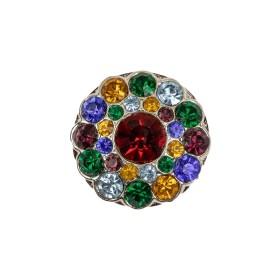 Vintage Multicolored Rhinestones and Silver Metal Scalloped Shank Back Button – 34L/21.5mm Vintage Multicolored Rhinestones and Silver Metal Scalloped Shank Back Button – 34L/21.5mm