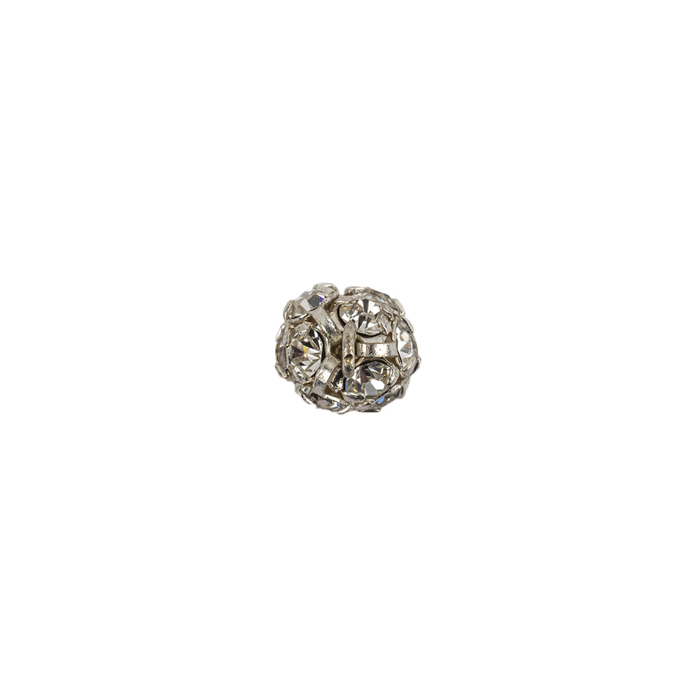 Vintage Swarovski Crystal Rhinestones and Silver Metal Shank Back Ball Button - 13L/8mm
