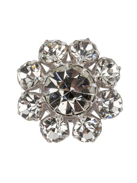 Vintage Swarovski Crystal Rhinestones and Silver Metal Floral Shank Back Button – 40L/25.5mm Vintage Swarovski Crystal Rhinestones and Silver Metal Floral Shank Back Button – 40L/25.5mm