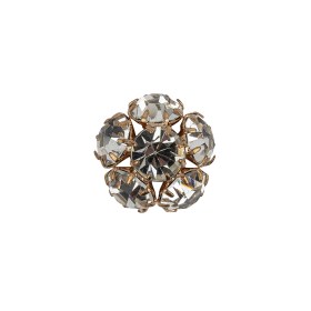 Vintage Swarovski Crystal Rhinestones and Gold Metal Floral Shank Back Button – 25L/16mm Vintage Swarovski Crystal Rhinestones and Gold Metal Floral Shank Back Button – 25L/16mm