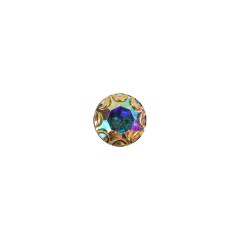Vintage Swarovski Crystal AB Rhinestone and Gold Edged Self Back Button – 14L/9mm Vintage Swarovski Crystal AB Rhinestone and Gold Edged Self Back Button – 14L/9mm