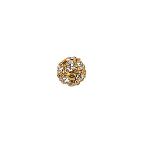 Vintage Swarovski Crystal Rhinestones and Gold Metal Shank Back Ball Button – 13L/8mm Vintage Swarovski Crystal Rhinestones and Gold Metal Shank Back Ball Button – 13L/8mm