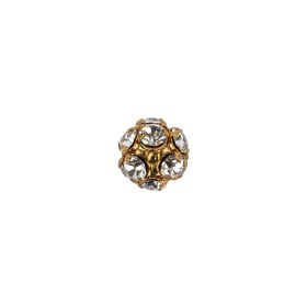 Vintage Swarovski Crystal Rhinestones and Gold Metal Shank Back Ball Button – 16L/10mm Vintage Swarovski Crystal Rhinestones and Gold Metal Shank Back Ball Button – 16L/10mm