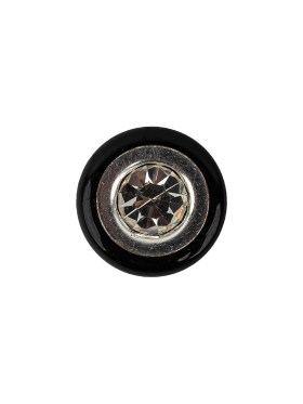 Vintage Black and Silver Metal Shank Back Button with Rhinestone Core – 22L/14mm Vintage Black and Silver Metal Shank Back Button with Rhinestone Core – 22L/14mm