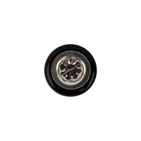 Vintage Black and Silver Metal Shank Back Button with Rhinestone Core – 22L/14mm Vintage Black and Silver Metal Shank Back Button with Rhinestone Core – 22L/14mm