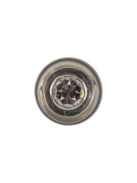 Vintage Transparent and Silver Metal Shank Back Button with Rhinestone Core – 22L/14mm Vintage Transparent and Silver Metal Shank Back Button with Rhinestone Core – 22L/14mm
