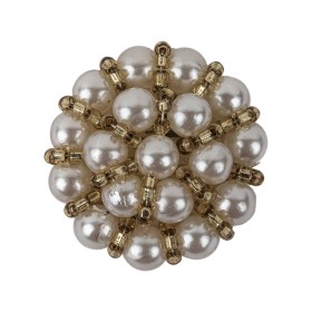 Vintage Pearl and Dull Gold-lined Beaded Button – 45L/29mm Vintage Pearl and Dull Gold-lined Beaded Button – 45L/29mm